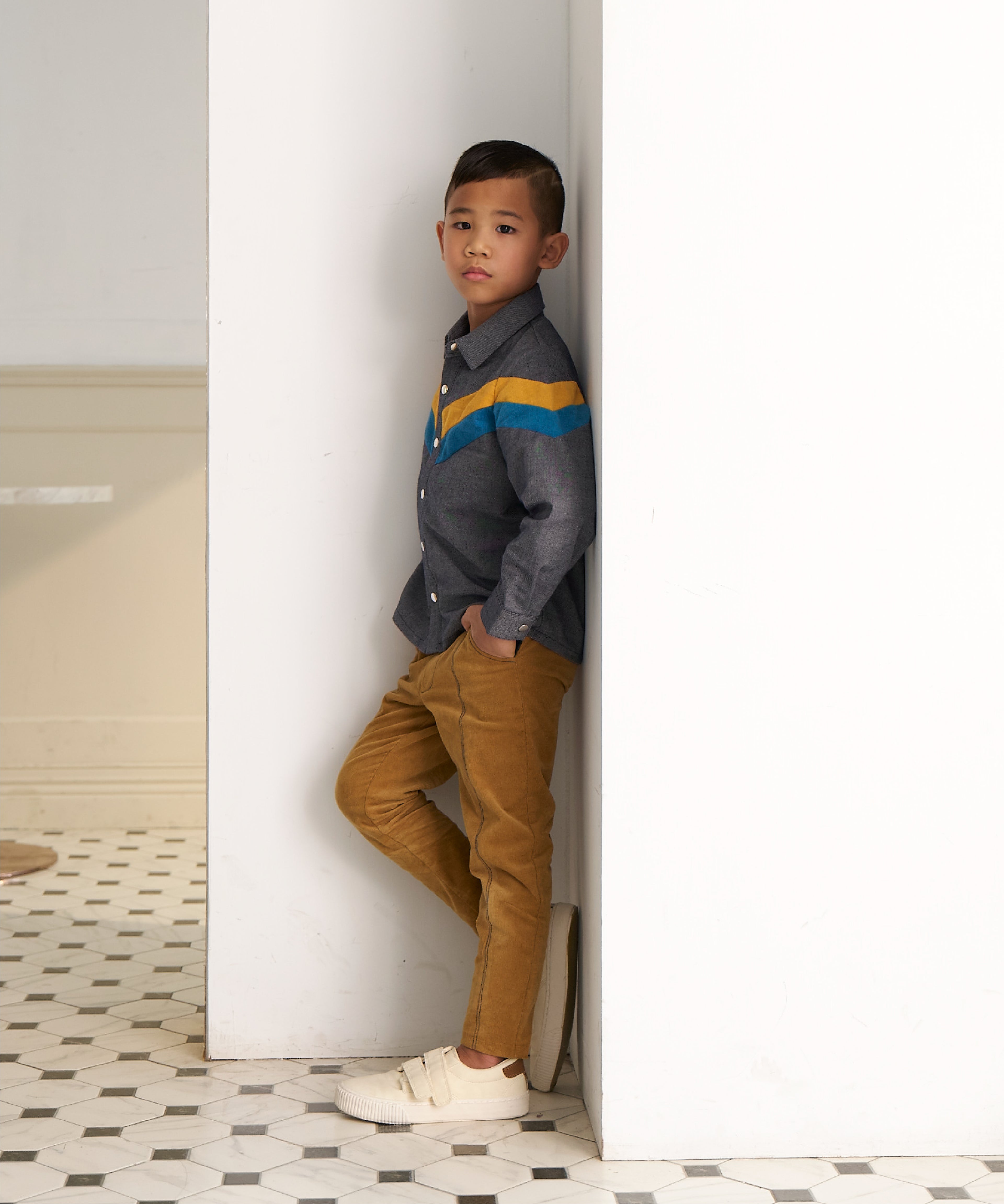 Luxuryコレクション -バイカラーポケットコーデュロイロングパンツ