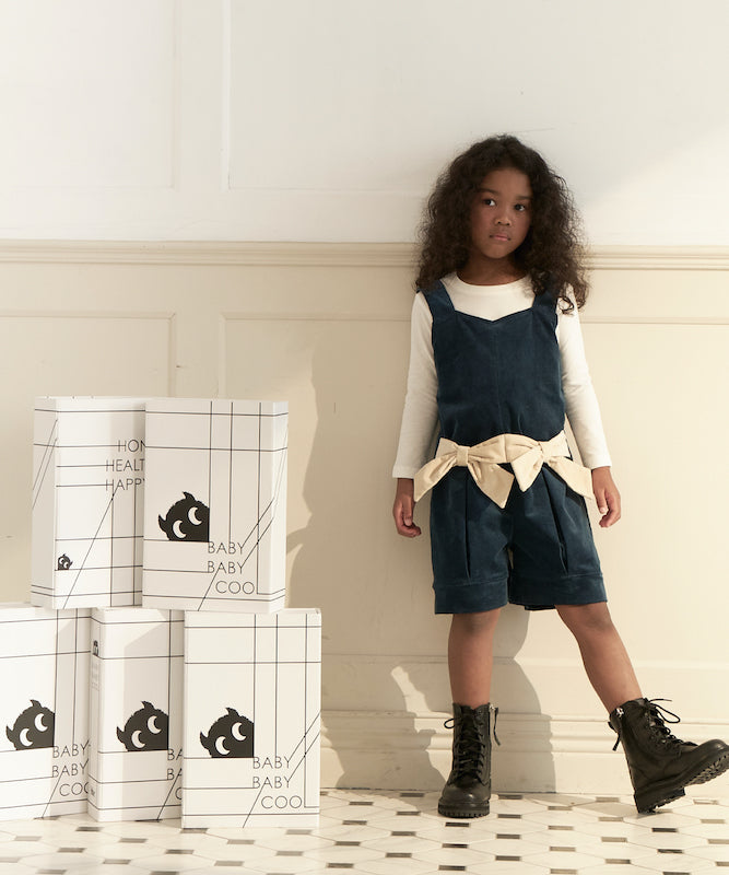 ユニークリボンコーデュロイサロペット