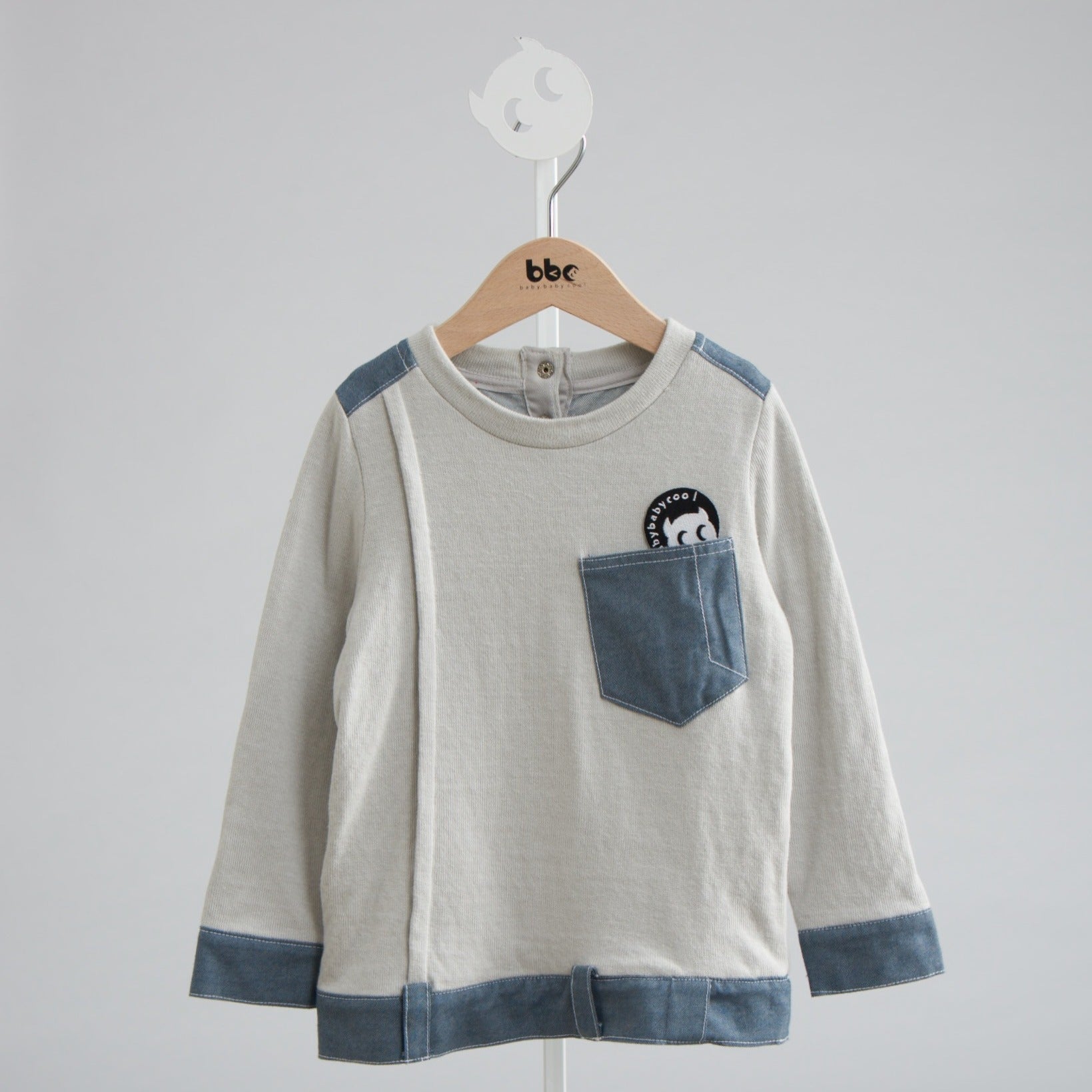 デニム風ミックス&マッチ長袖トップス