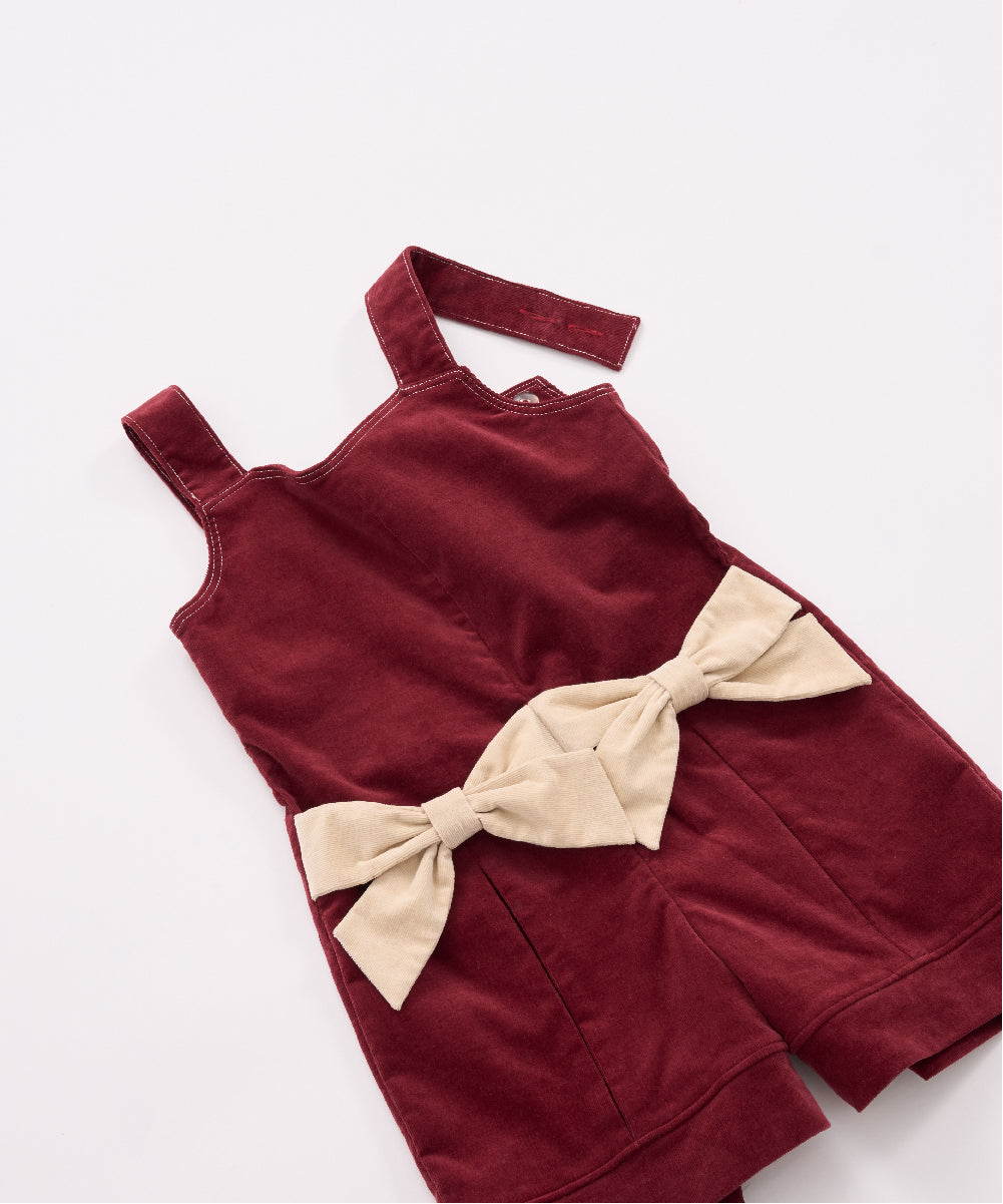 ユニークリボンコーデュロイサロペット