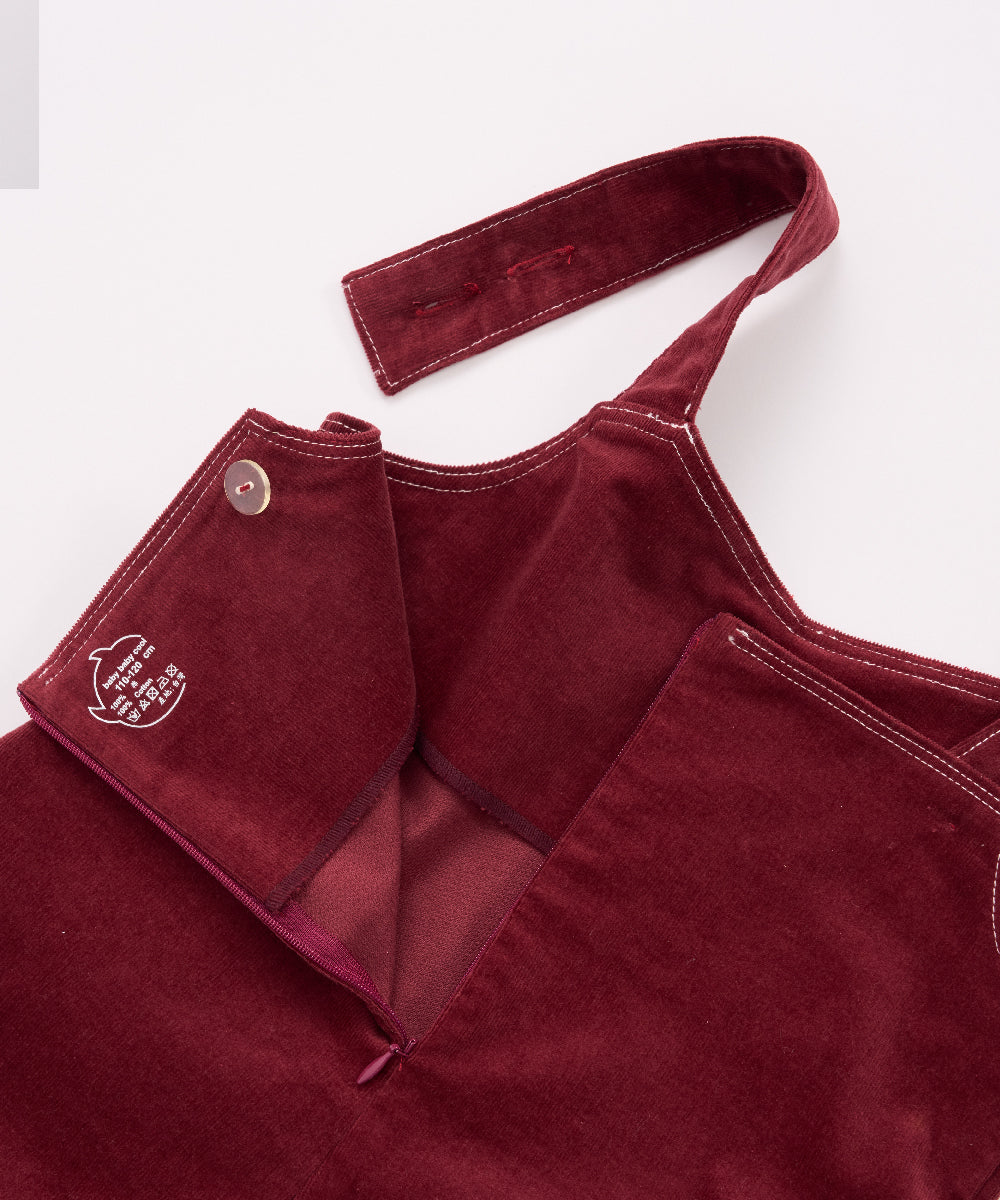 ユニークリボンコーデュロイサロペット