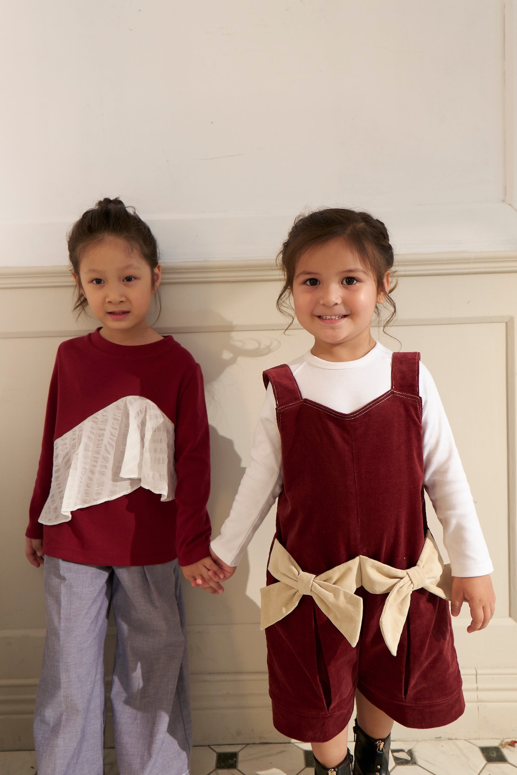 ユニークリボンコーデュロイサロペット