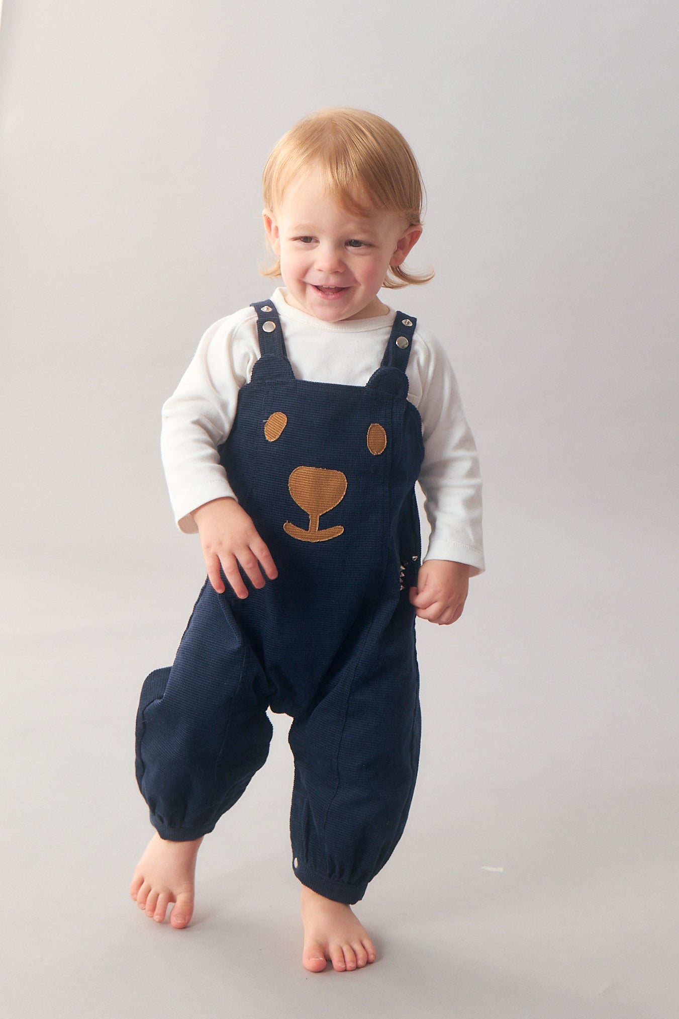 Luxuryコレクション - Happy Faceくまさんのコーデュロイオーバーオール