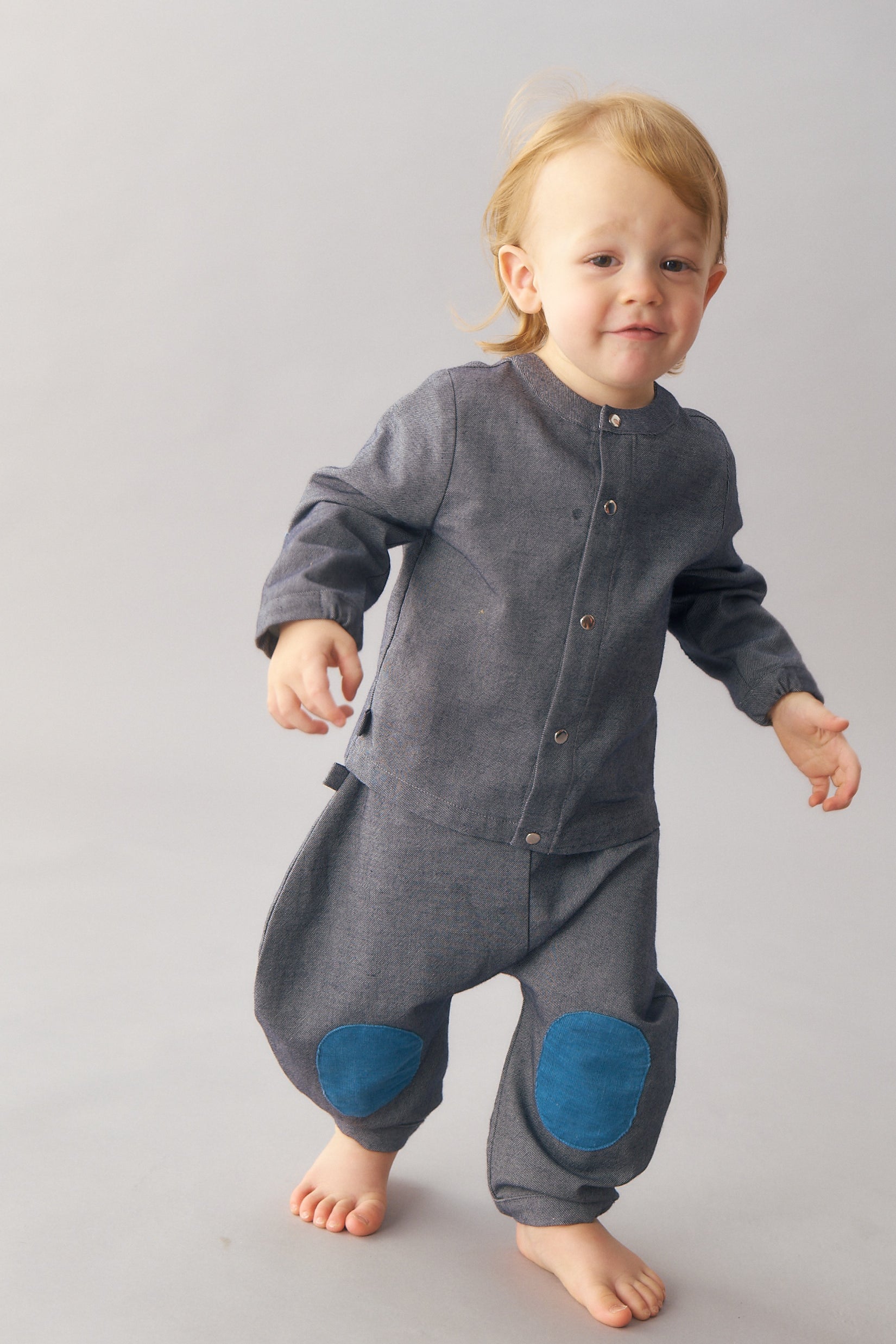 オーガニックデニム・ニーパッチパンツ