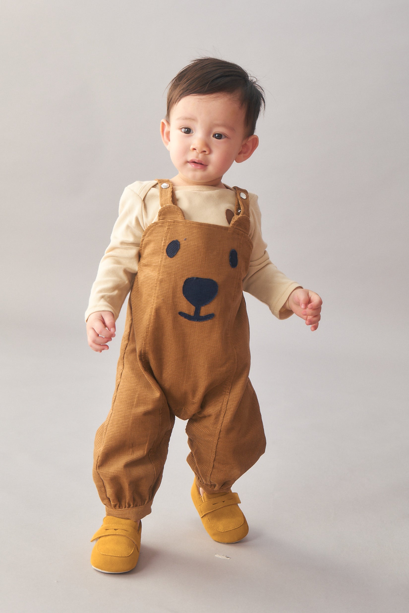 Luxuryコレクション - Happy Faceくまさんのコーデュロイオーバーオール