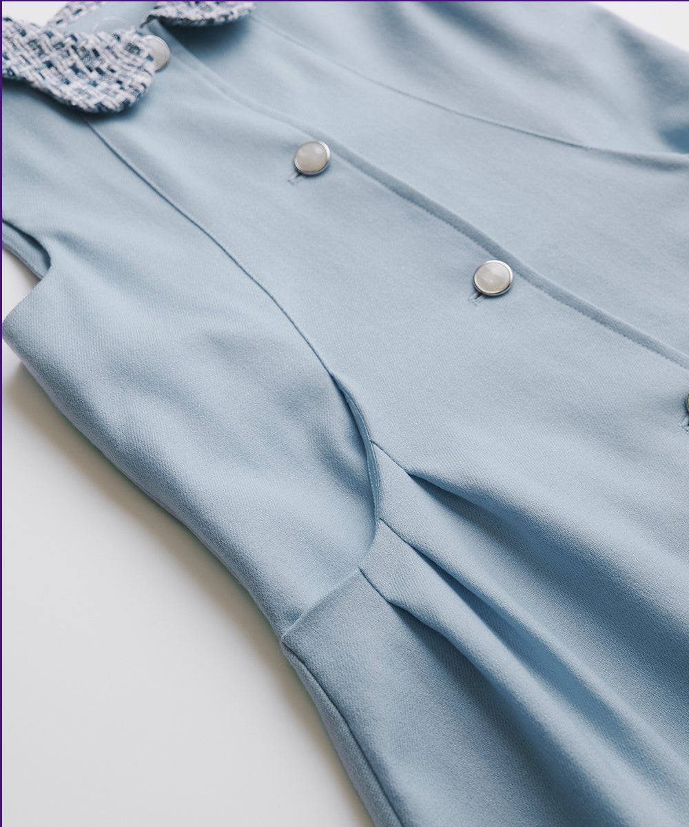 Luxuryコレクション-花びら襟の前開きベストワンピース