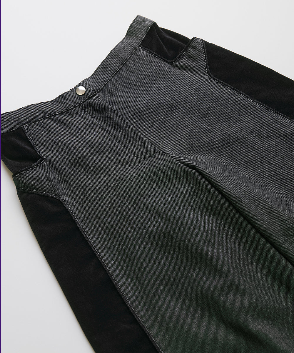 素材切替モダンワイドパンツ