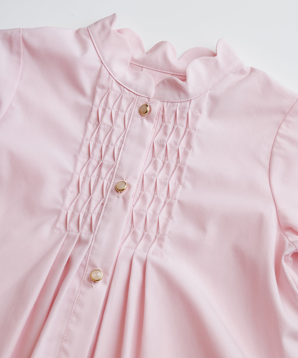 スカラップカラーピンタック長袖ブラウス