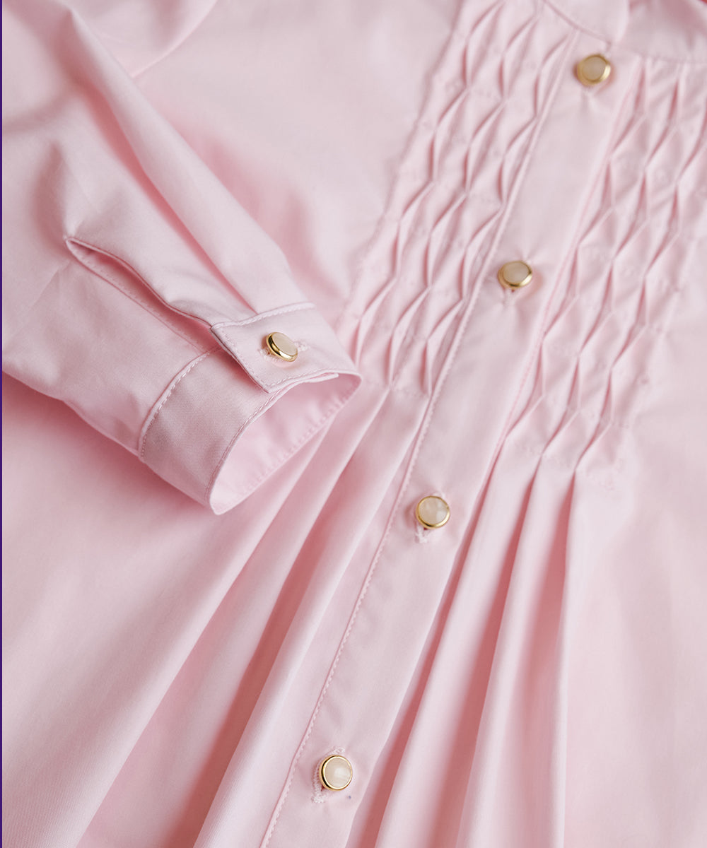 スカラップカラーピンタック長袖ブラウス