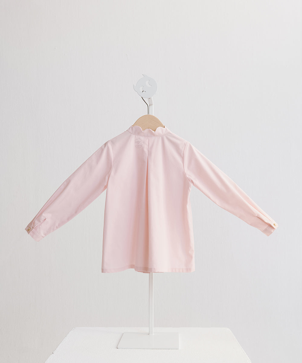 スカラップカラーピンタック長袖ブラウス