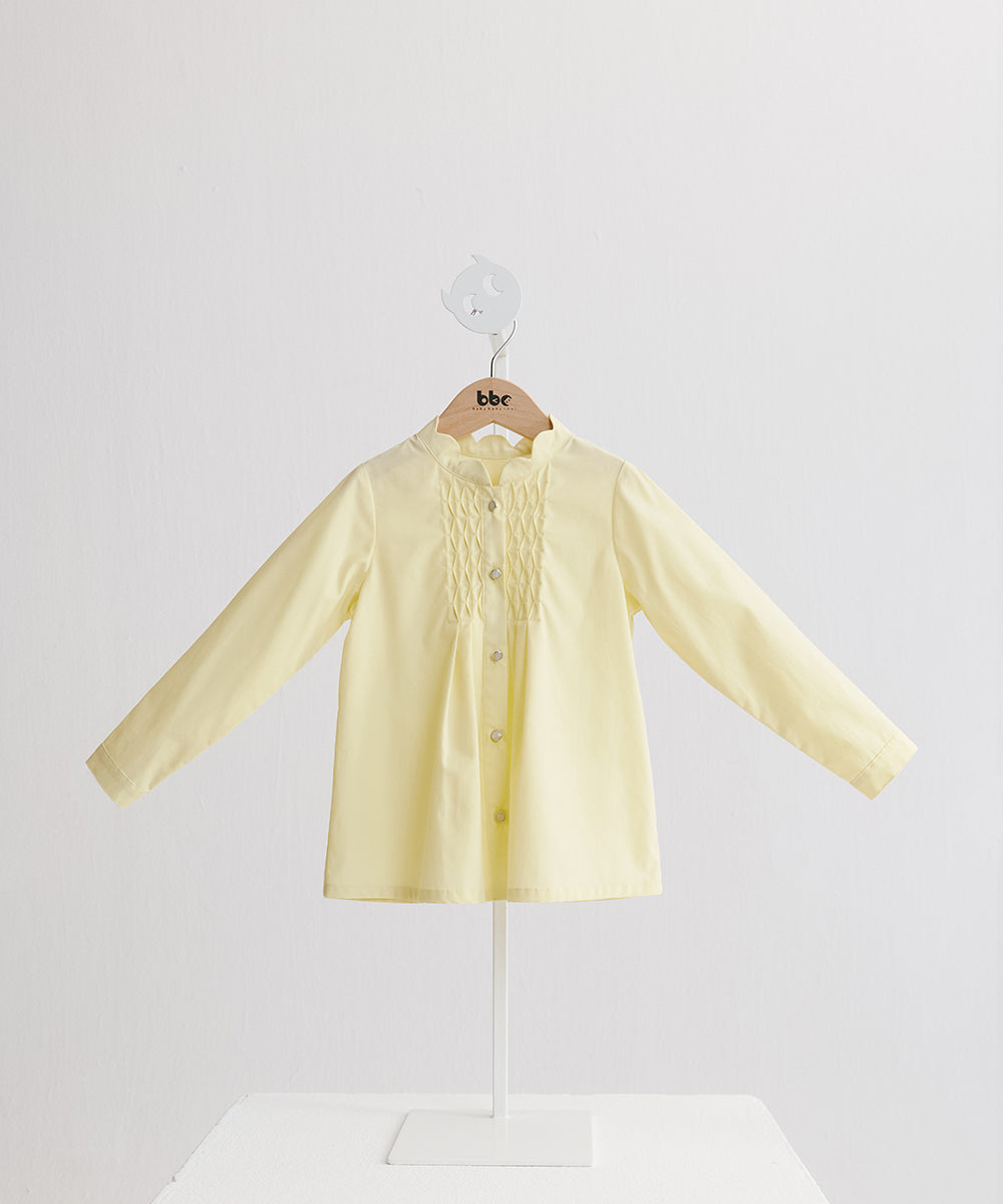 スカラップカラーピンタック長袖ブラウス