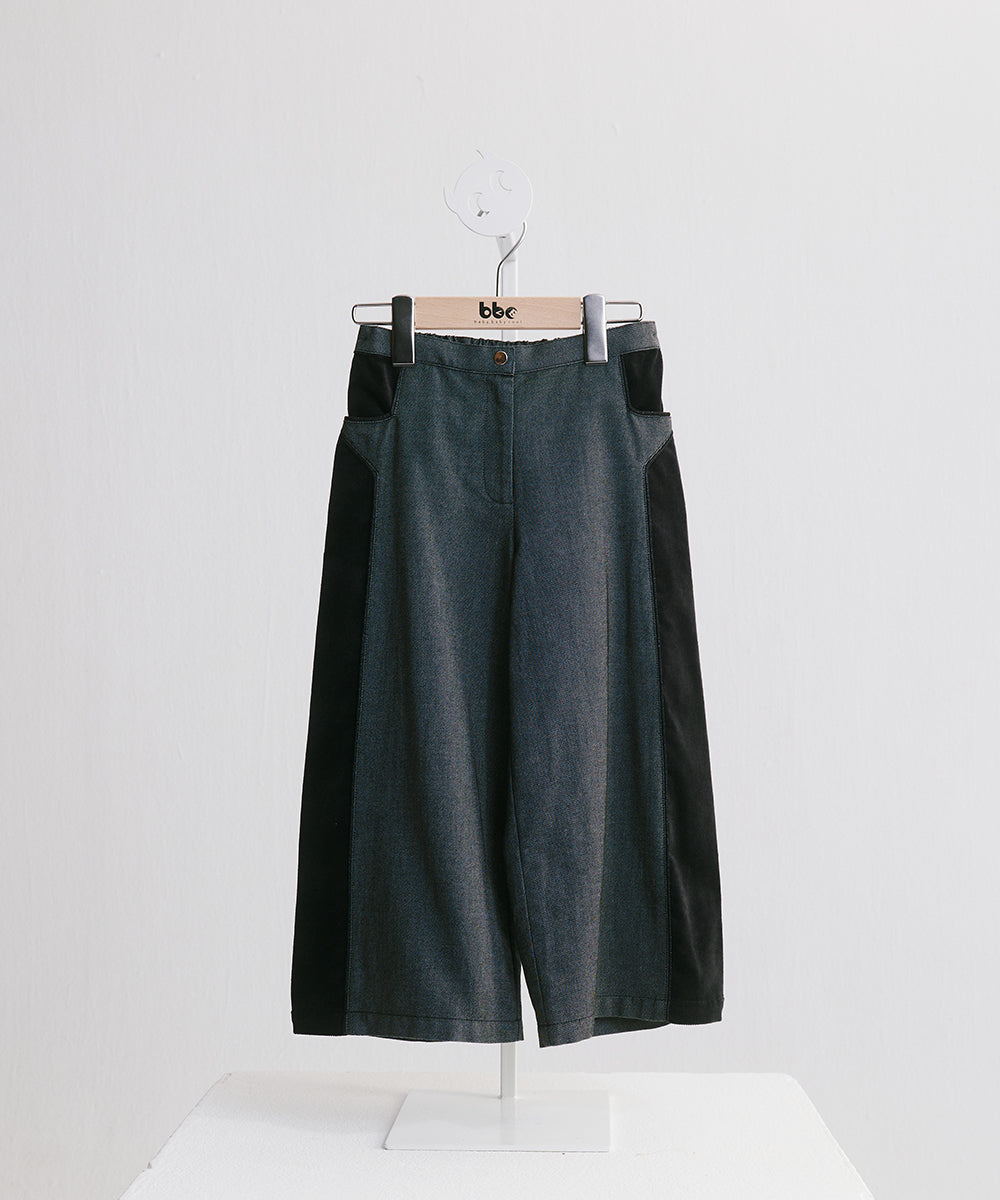 素材切替モダンワイドパンツ