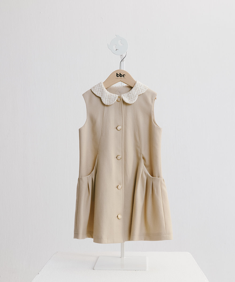 Luxuryコレクション-花びら襟の前開きベストワンピース