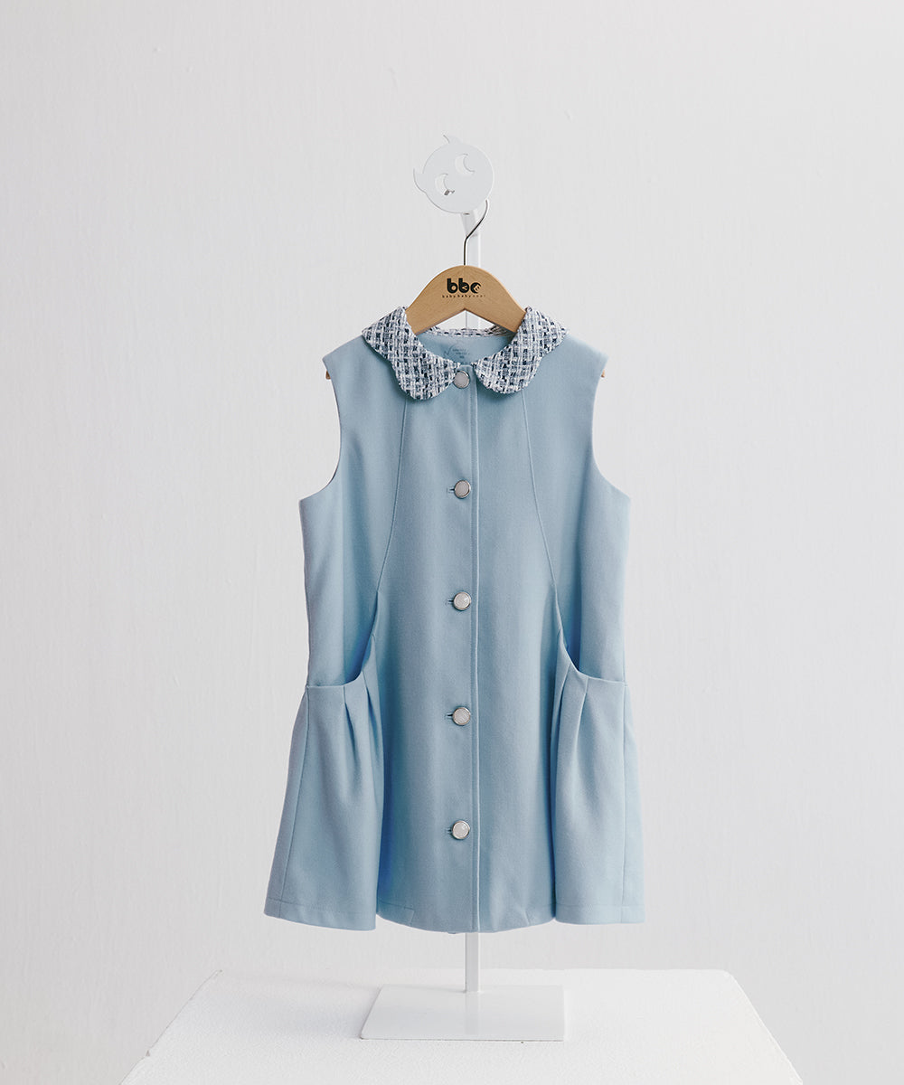 Luxuryコレクション-花びら襟の前開きベストワンピース