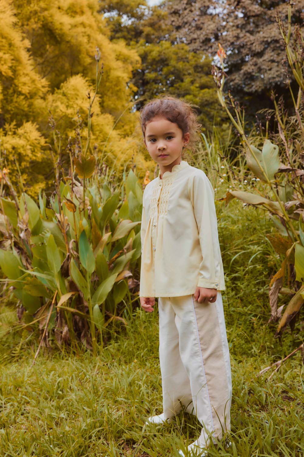 素材切替モダンワイドパンツ