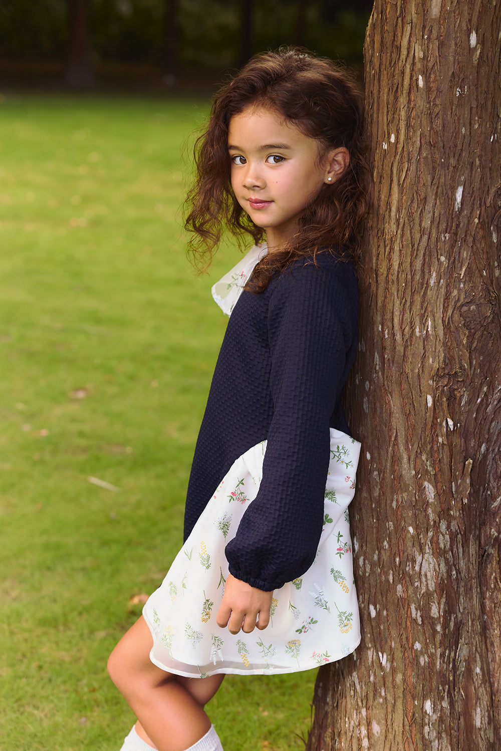 【予約商品】Mainコレクション:舞う花ロングスリーブワンピース