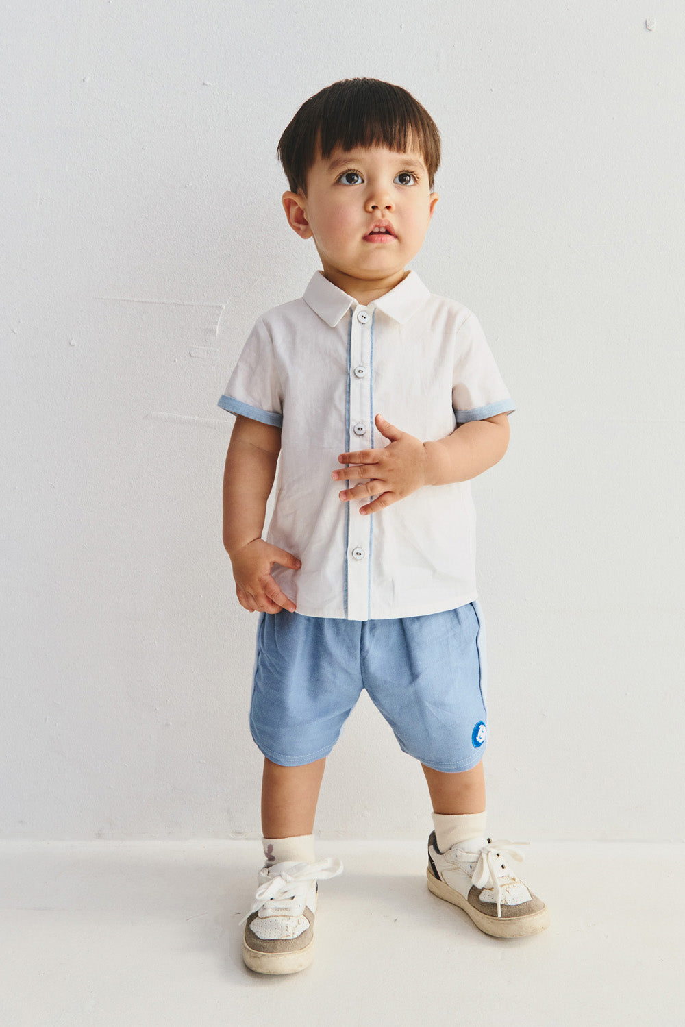 【予約商品】Main コレクション:Atelier Pintuck ピンタックカラーブロックシャツ