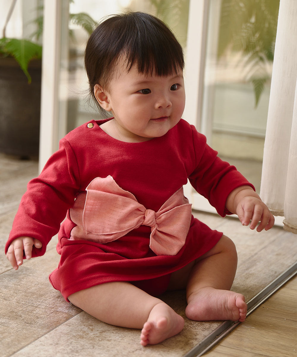 立体ちょうちょ結びワンピースロンパース