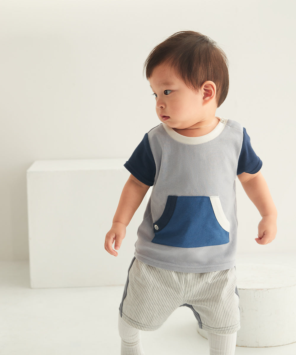 バイカラービッグポケットTシャツ