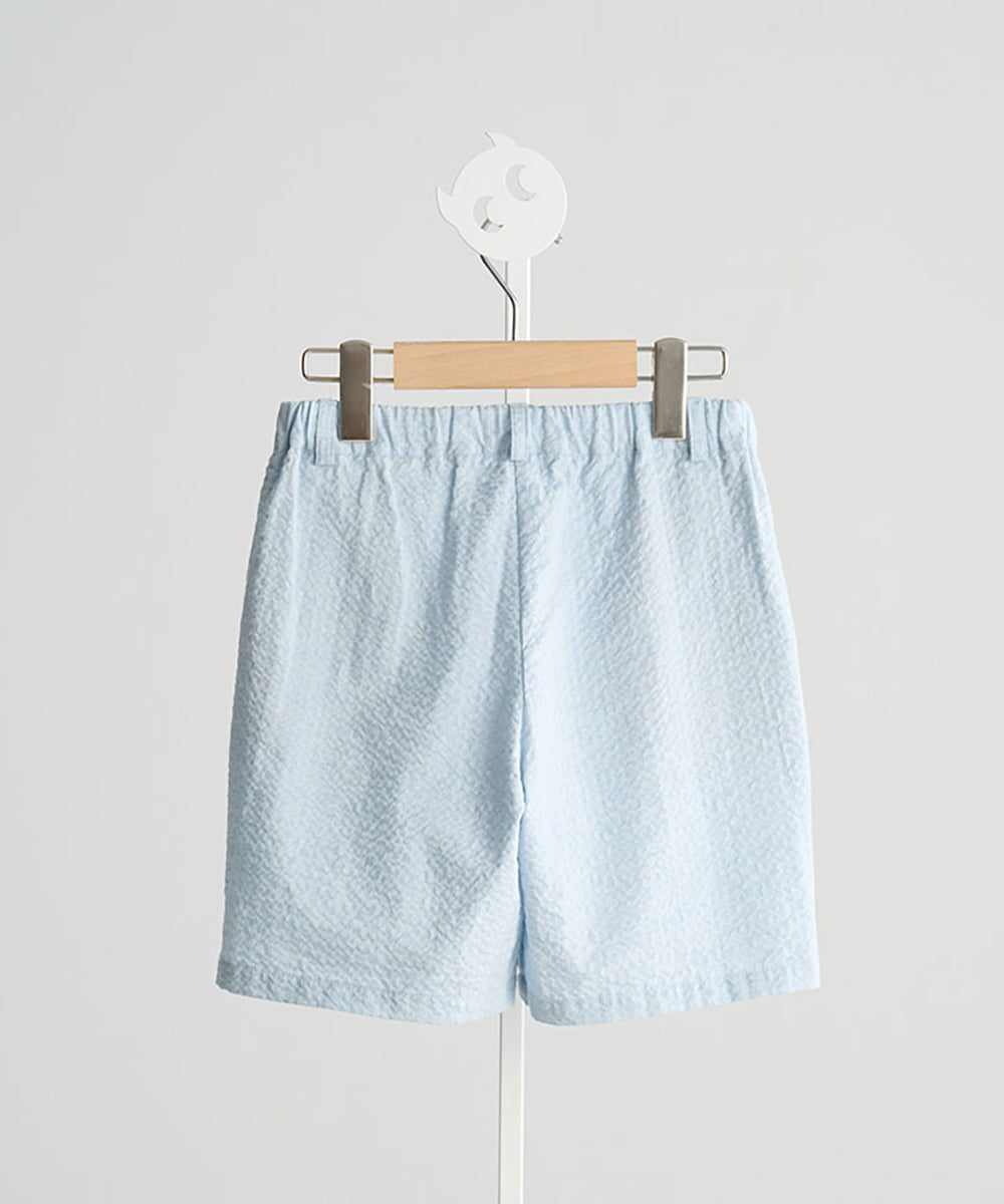 デニム地バイカラーショートパンツ