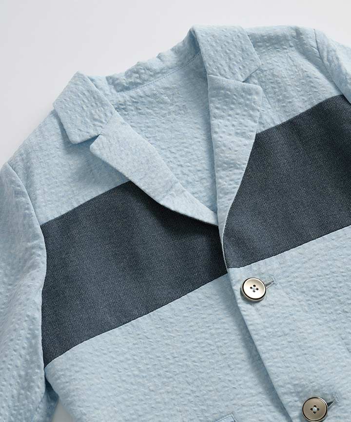 デニムバイカラージャケット