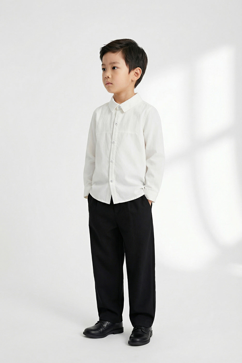 【予約商品】Main コレクション:Heirloom Pintuck ピンタックホワイト長袖シャツ