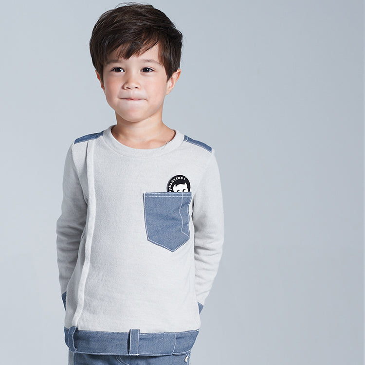 デニム風ミックス&マッチ長袖トップス