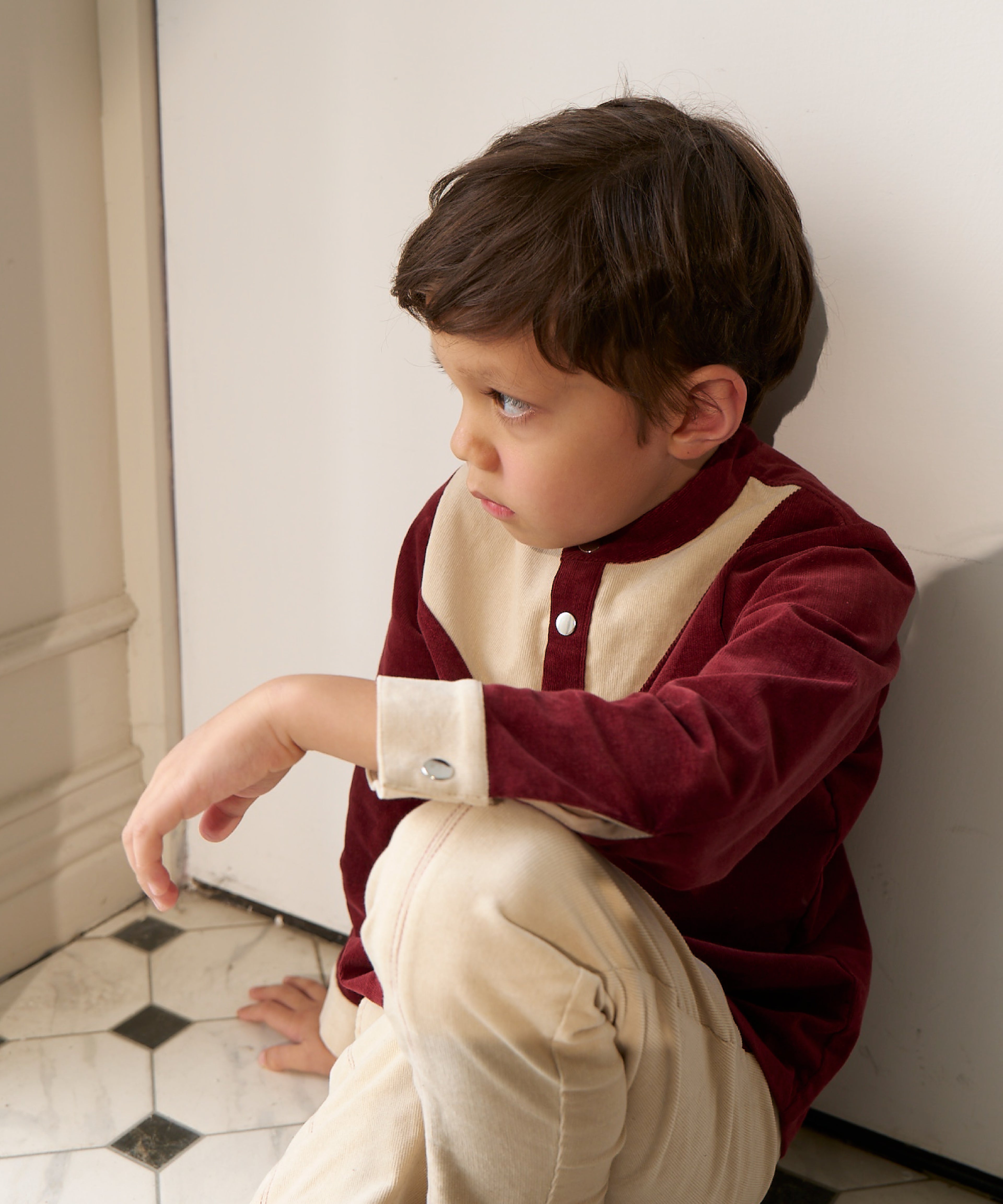 ガラスのピラミッドバイカラーシャツ