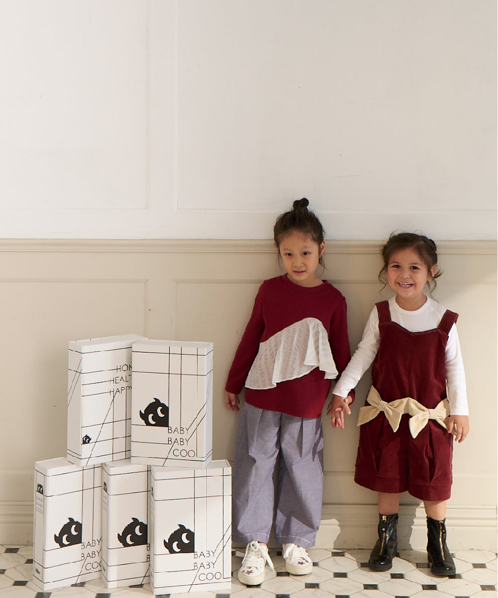 ユニークリボンコーデュロイサロペット