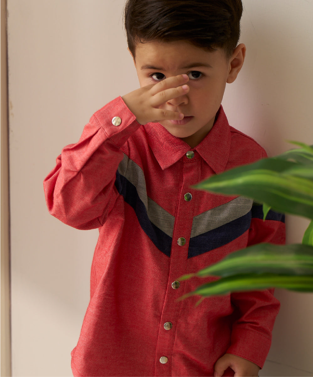 Victory パッチワークデニ ムシャツ