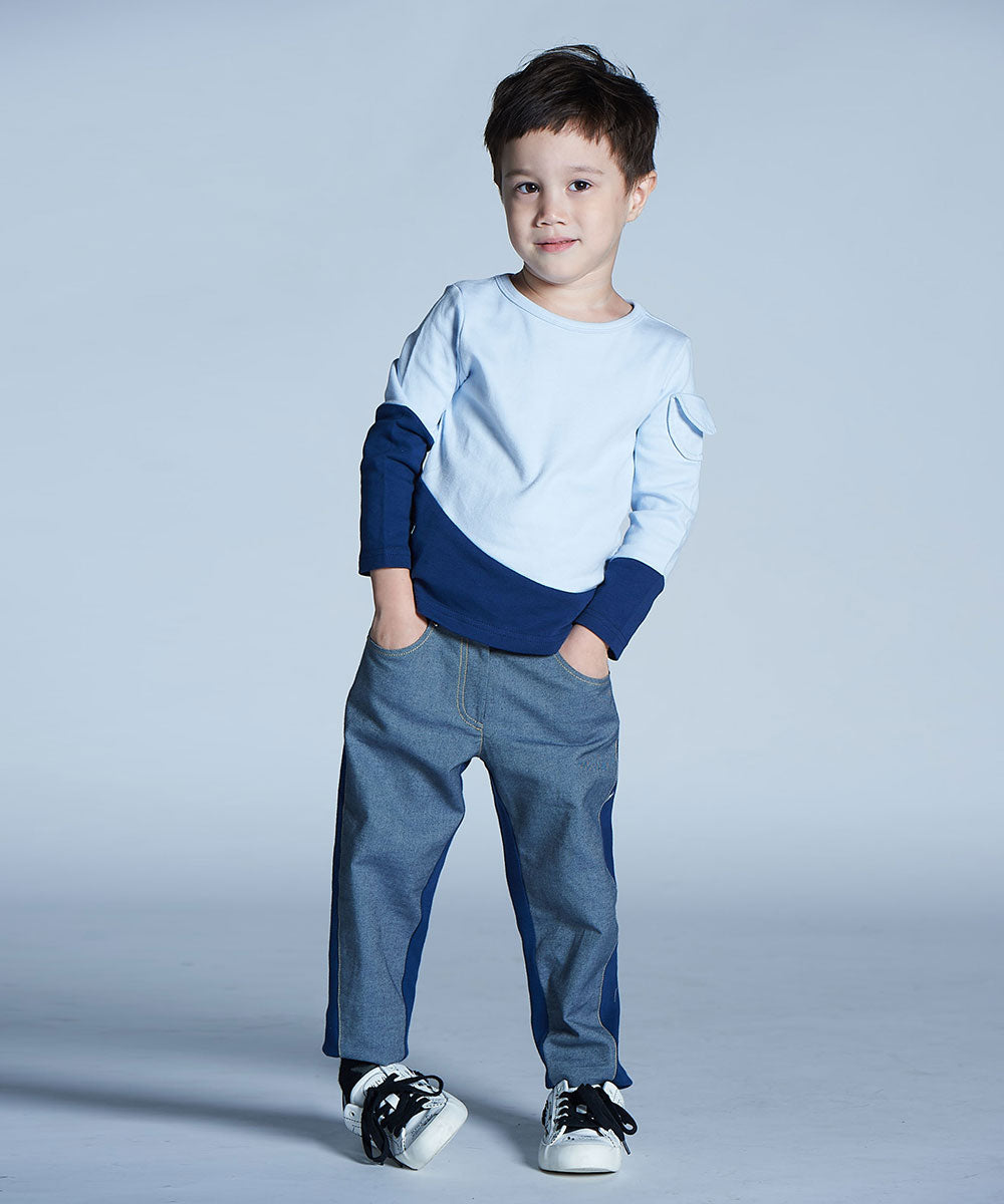 クラシックデニムサイドパネルパンツ