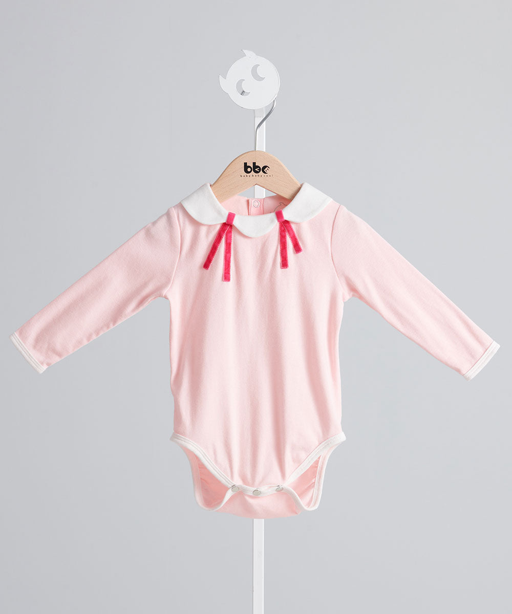 フレンチスカラップカラーロンパース