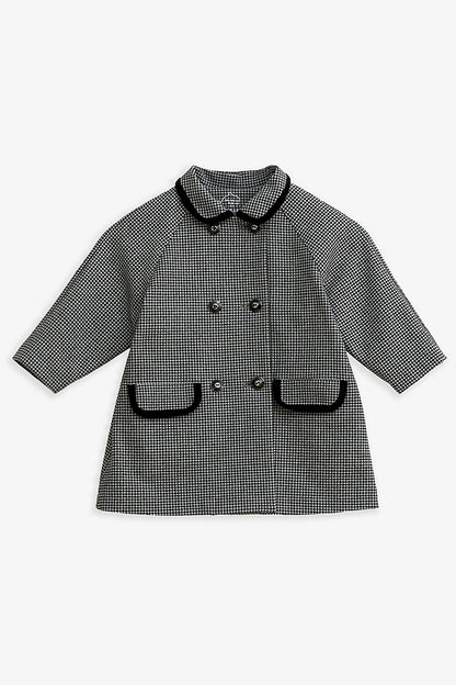 【予約商品】Luxuryコレクション：Clara ハウンドトゥース ラウンドカラー フレアコート