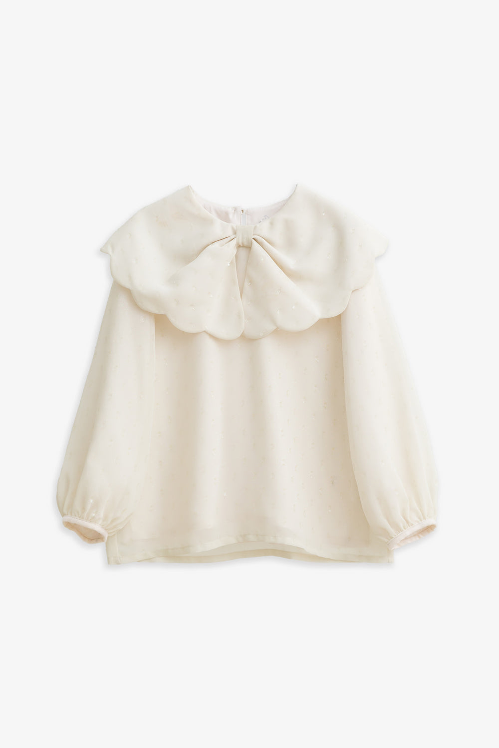 【予約商品】Luxuryコレクション：Winter Blossom ラメシフォン リボンカラー長袖ブラウス