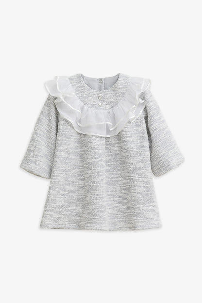 【予約商品】Luxuryコレクション：Beatrice ツイード ダブルフリルカラー長袖ワンピース