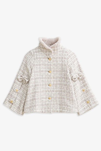 【予約商品】Luxuryコレクション：Autumn Letter ラメツイード ポンチョ風長袖ジャケット