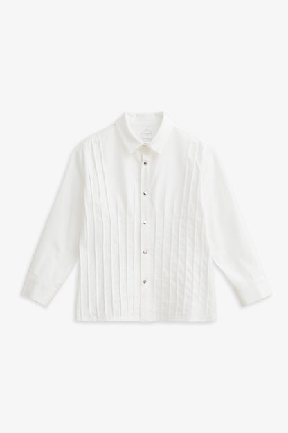 【予約商品】Mainコレクション：Little Poet ピンタック オーガニックコットン長袖シャツ