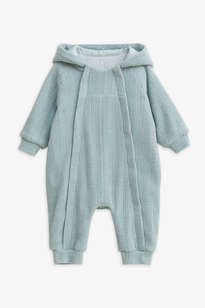 【予約商品】Luxuryコレクション：Bear Hug クマの耳 フーデッド ダブルジップ長袖カバーオール