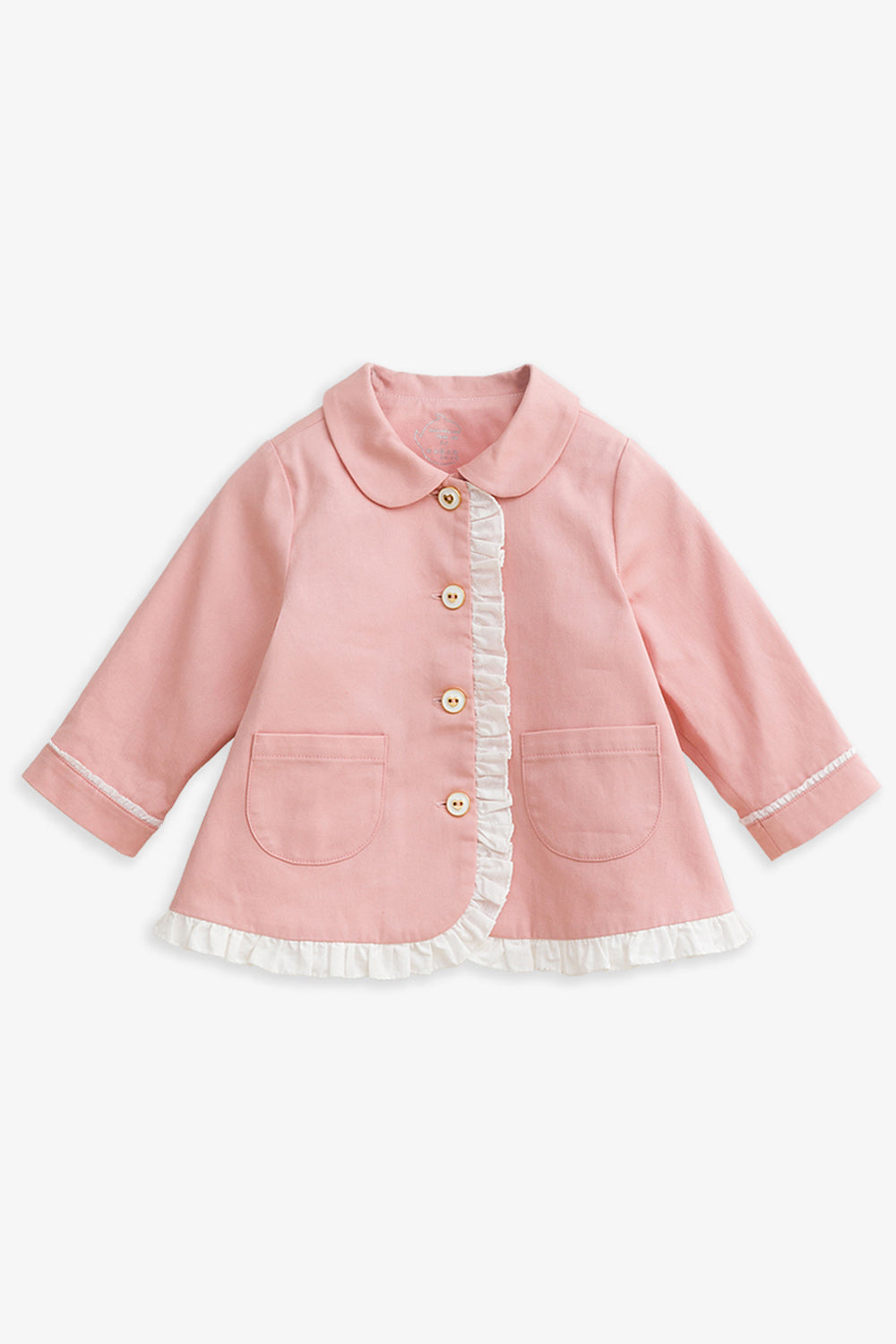 【予約商品】Mainコレクション：Elsie ラウンドカラー フリル切替 オーガニックコットン長袖ジャケット