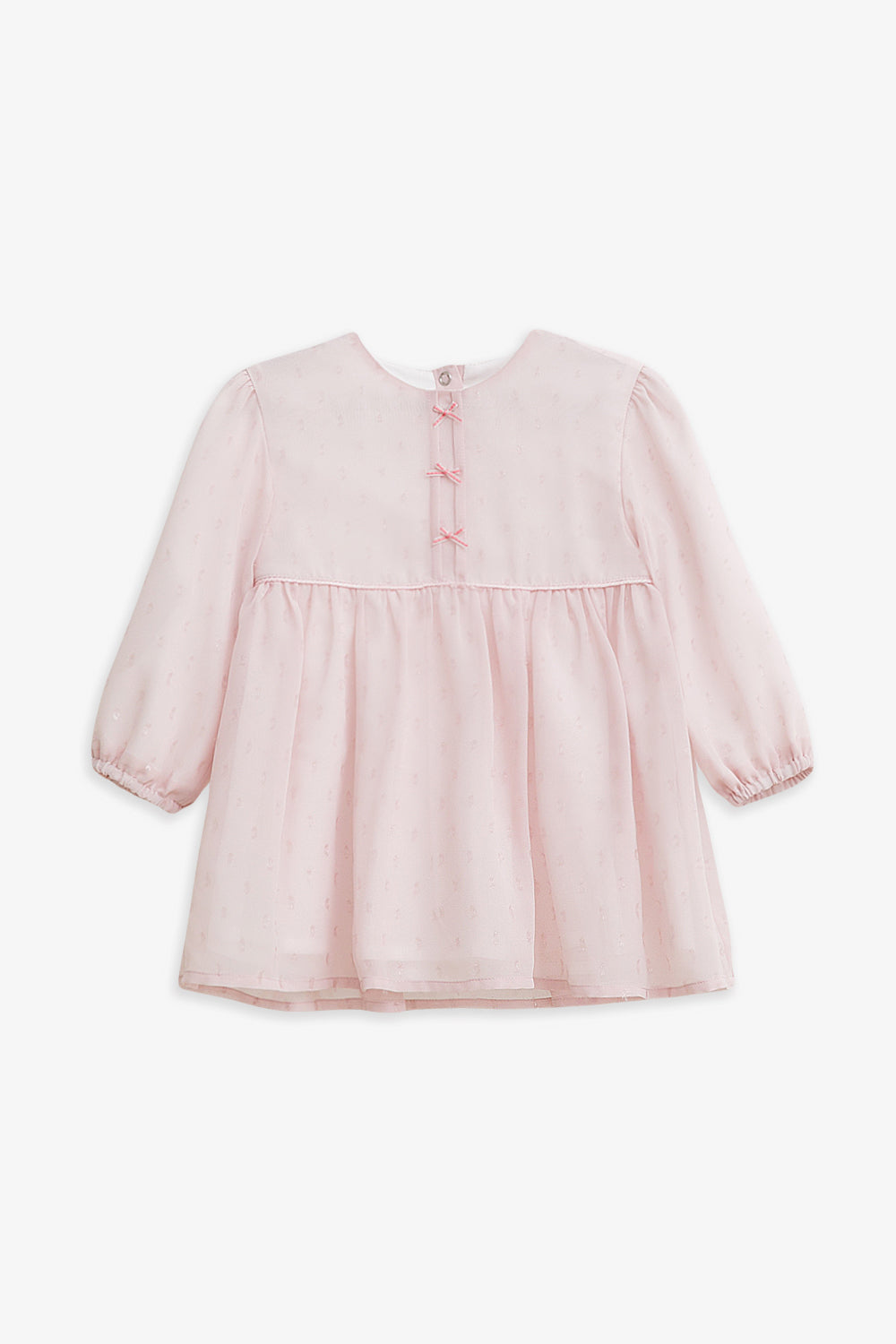 【予約商品】Luxuryコレクション：Cecilia Sparkle ラメシフォン ギャザーリボン長袖ワンピース
