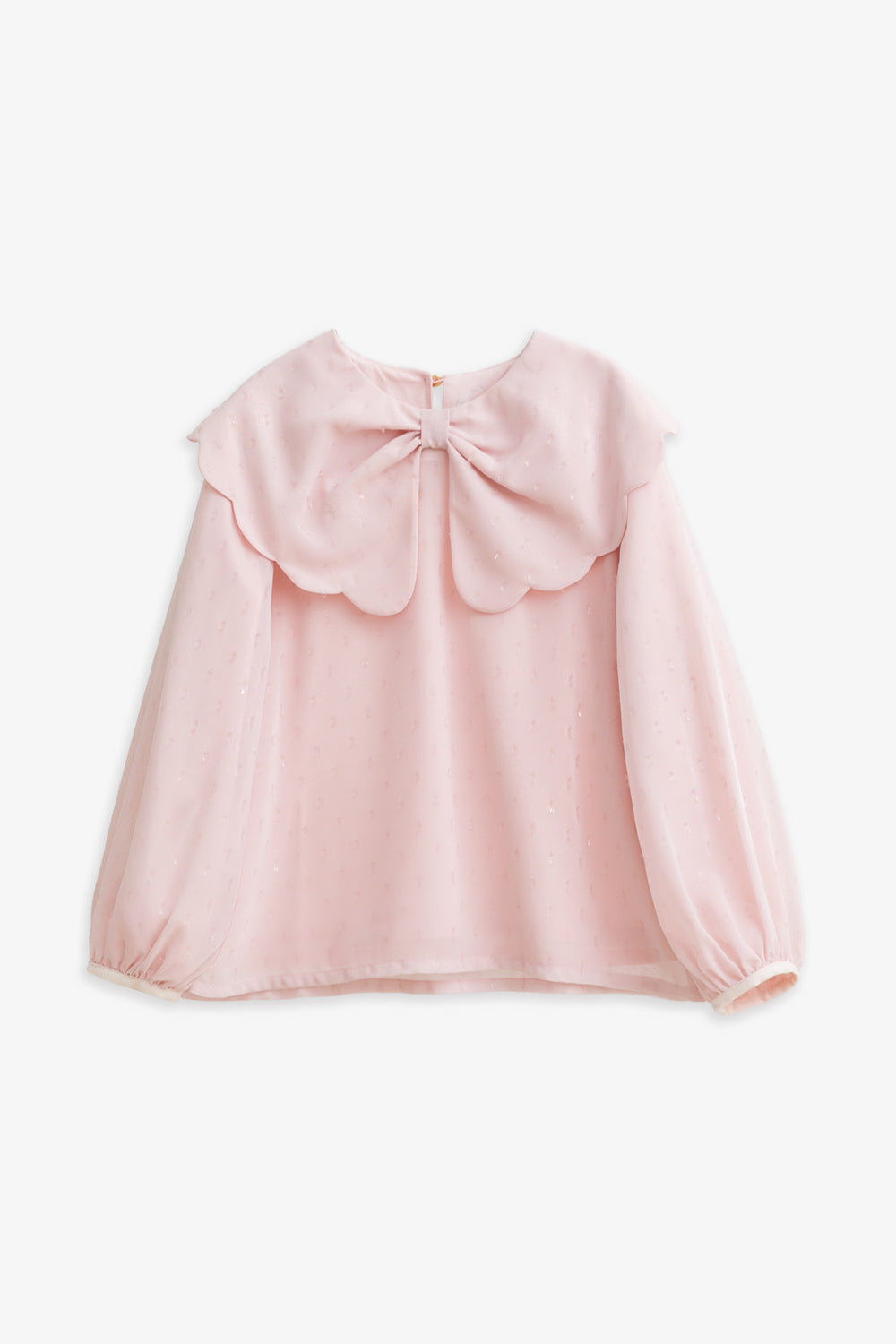 【予約商品】Luxuryコレクション：Winter Blossom ラメシフォン リボンカラー長袖ブラウス