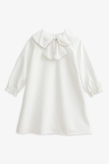 【予約商品】Luxuryコレクション：Sylvie ジャガードリボンカラー長袖ワンピース