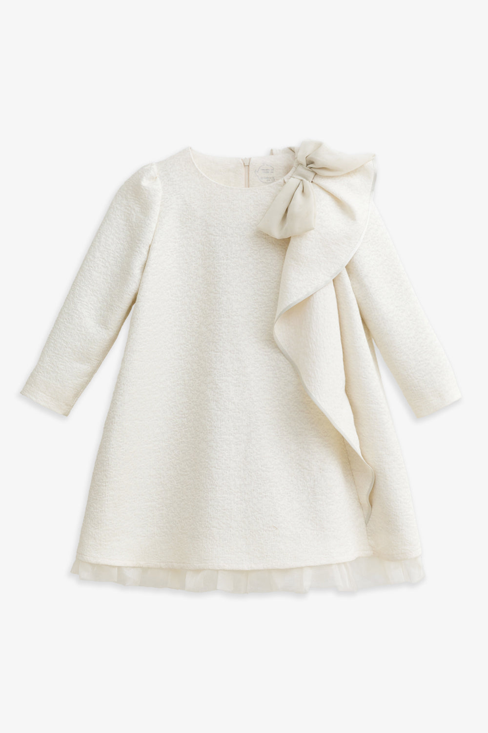 【予約商品】Luxuryコレクション：Opal ラメグリッター リボン ラッフルオーガンジー長袖ワンピース