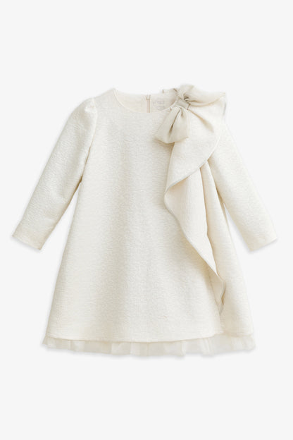 【予約商品】Luxuryコレクション：Opal ラメグリッター リボン ラッフルオーガンジー長袖ワンピース