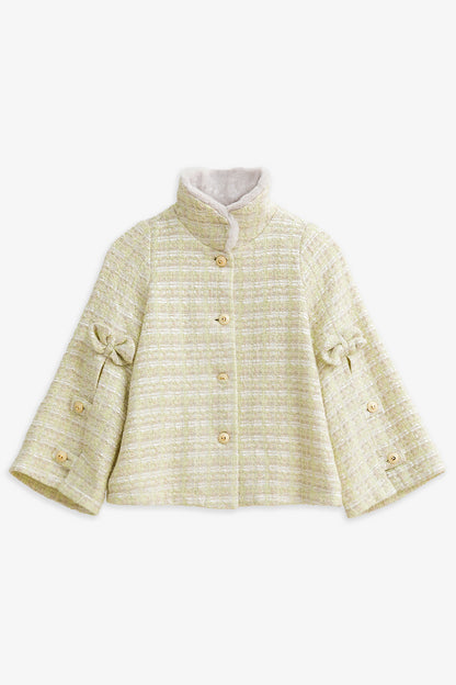 【予約商品】Luxuryコレクション：Autumn Letter ラメツイード ポンチョ風長袖ジャケット