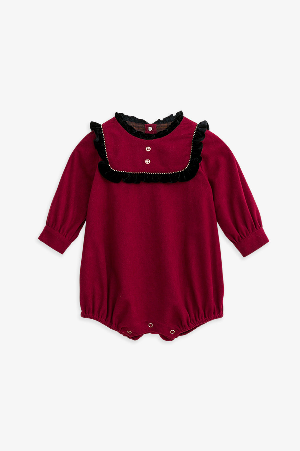 【予約商品】Luxuryコレクション：Winter Tale ベロア フリルカラー 長袖カバーオール