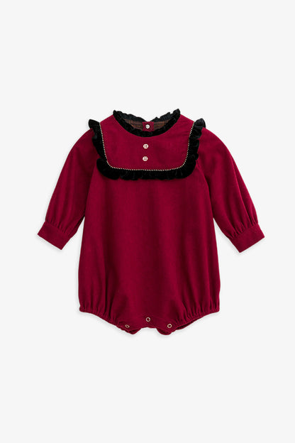 【予約商品】Luxuryコレクション：Winter Tale ベロア フリルカラー 長袖カバーオール