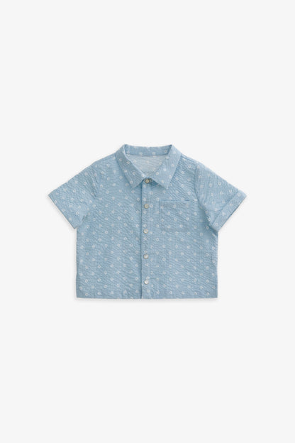 【予約商品】Luxury コレクション：Soft Motif  総柄プリントテーラードカラーシャツ