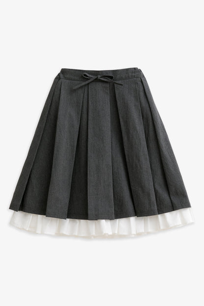 【予約商品】Luxuryコレクション：Woodland Layer ダブルレイヤード リボン付き プリーツスカート