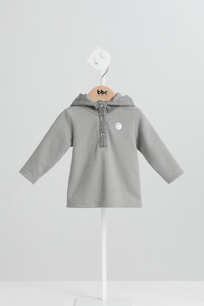 【予約商品】Mainコレクション：Warm Hug切替えフード付きトップス